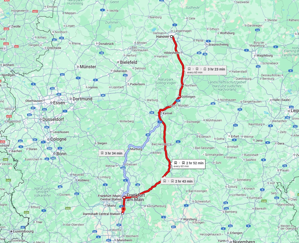 Anreise von Hannover Zu Darmstadt Über 