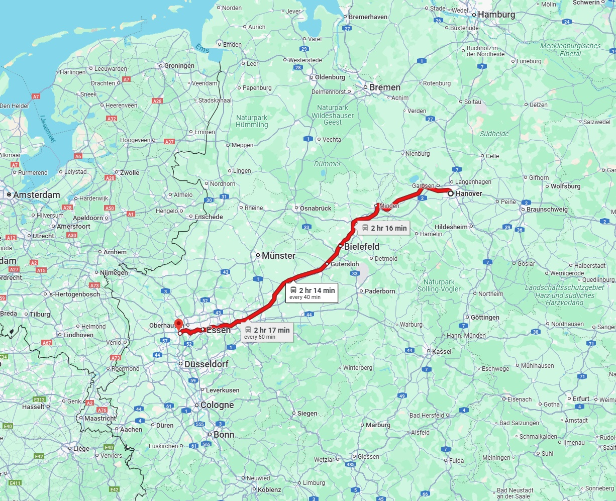 Anreise von Hannover Zu Duisburg Über 