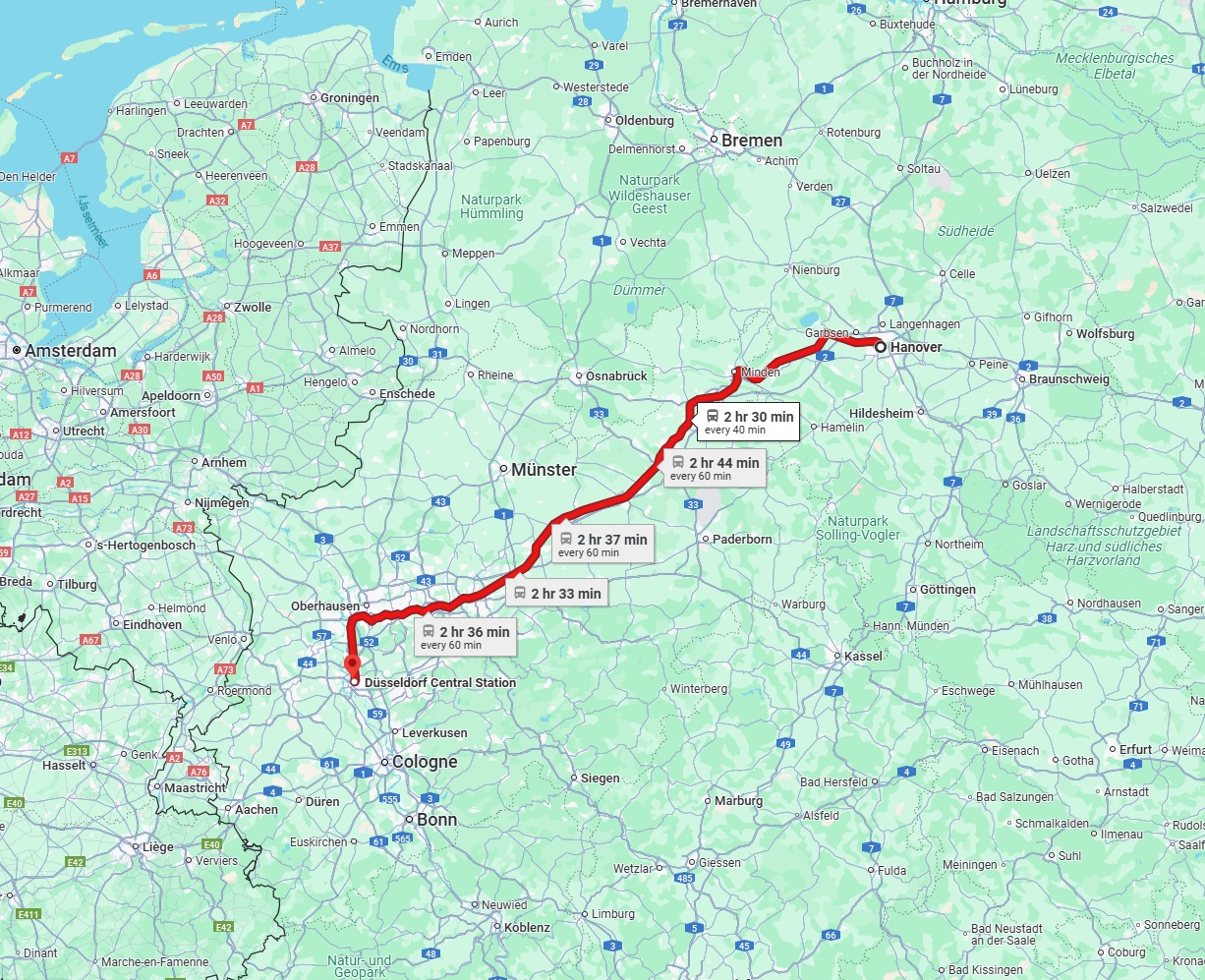 Anreise von Hannover Zu Düsseldorf Über 