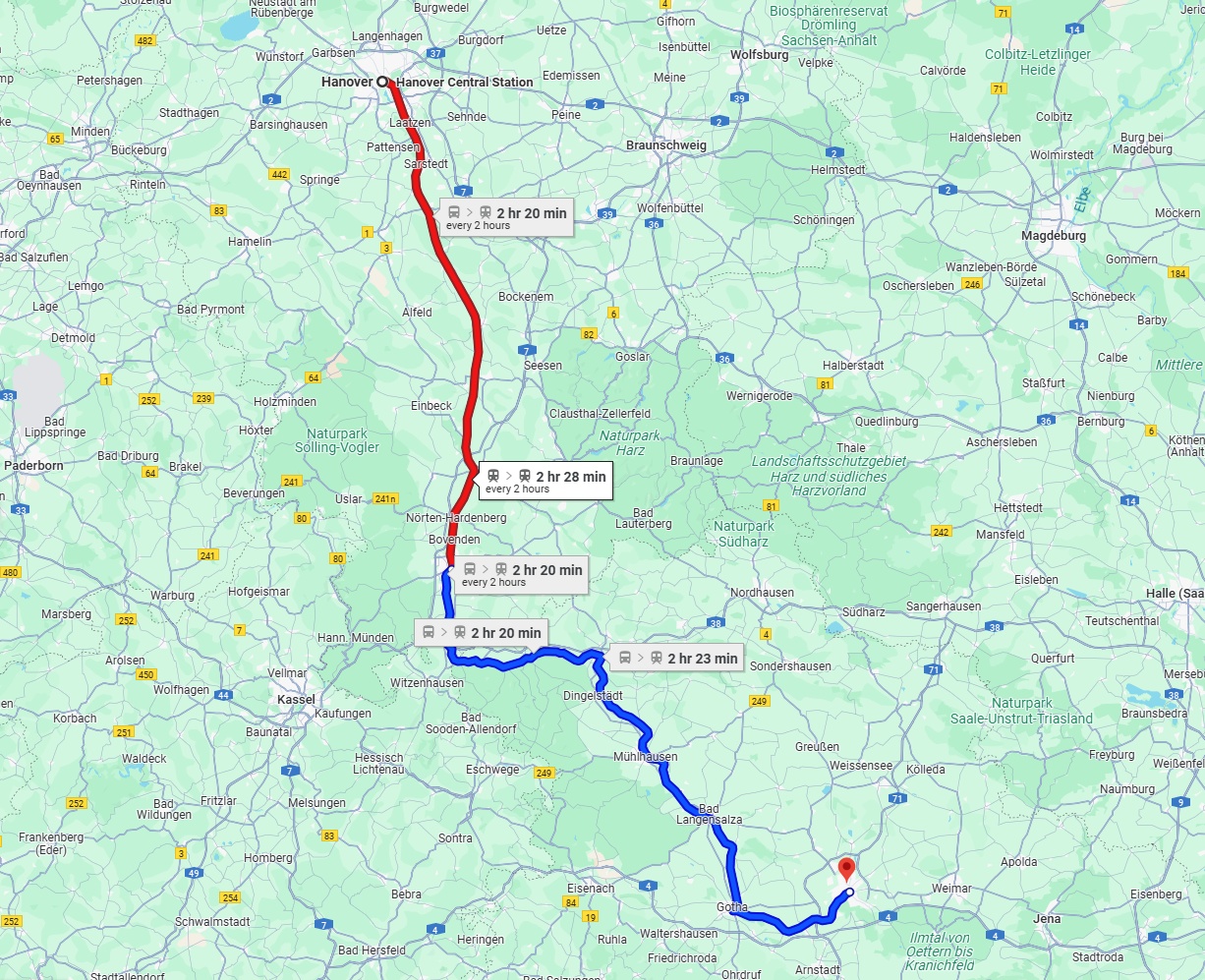 Anreise von Hannover Zu Erfurt Über 