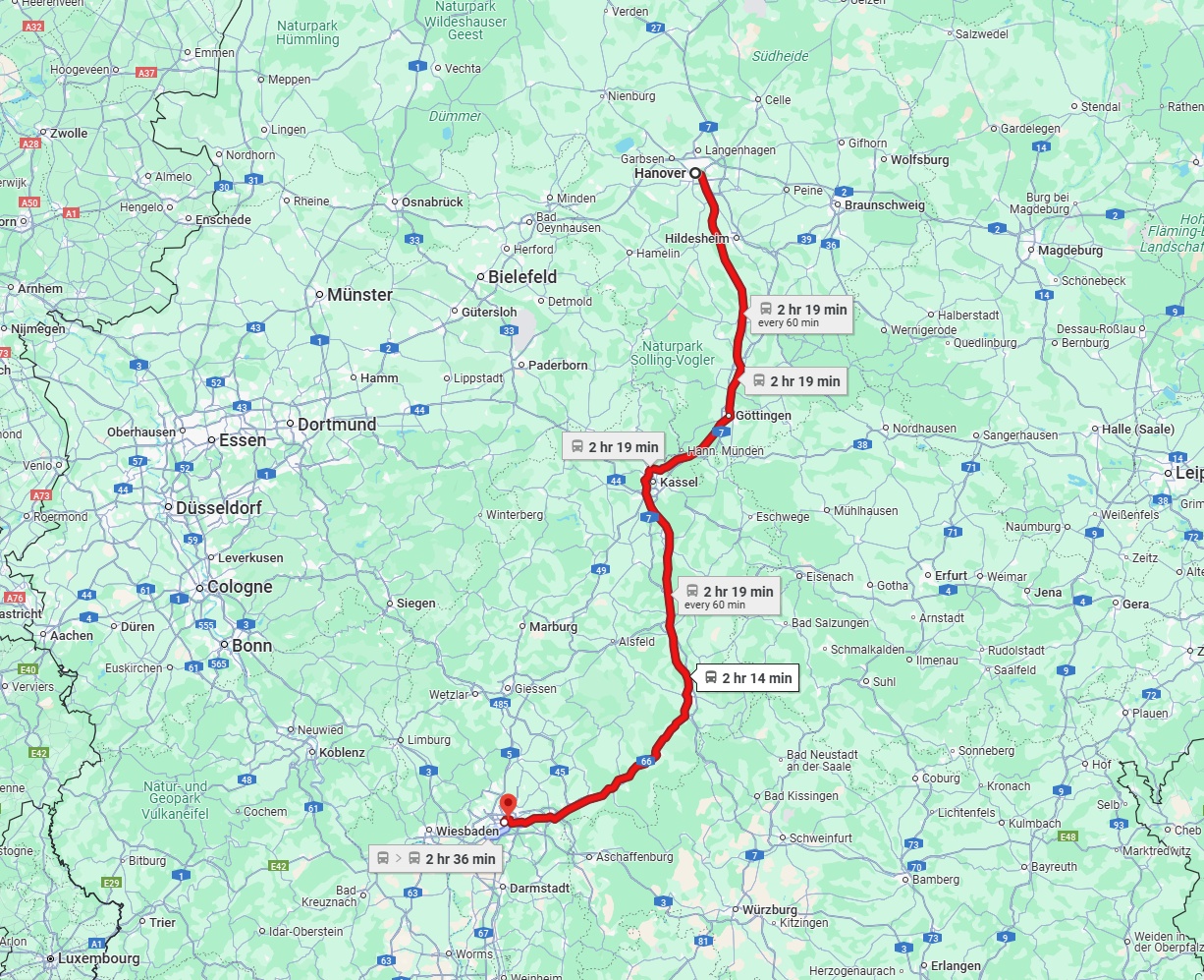 Anreise von Hannover Zu Frankfurt am Main Über 