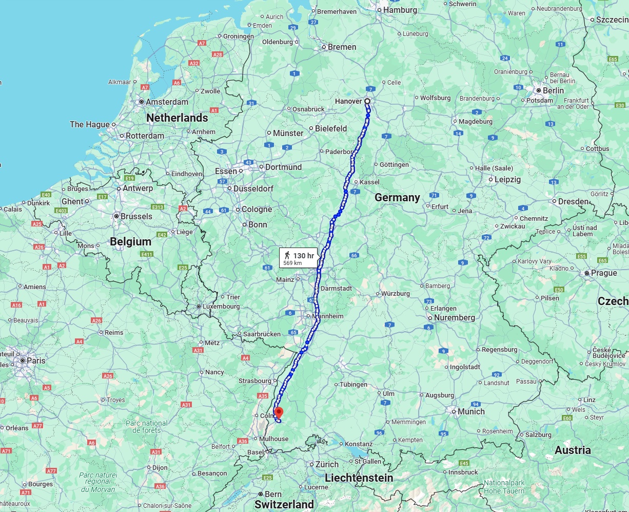 Anreise von Hannover Zu Freiburg im Breisgau Über 