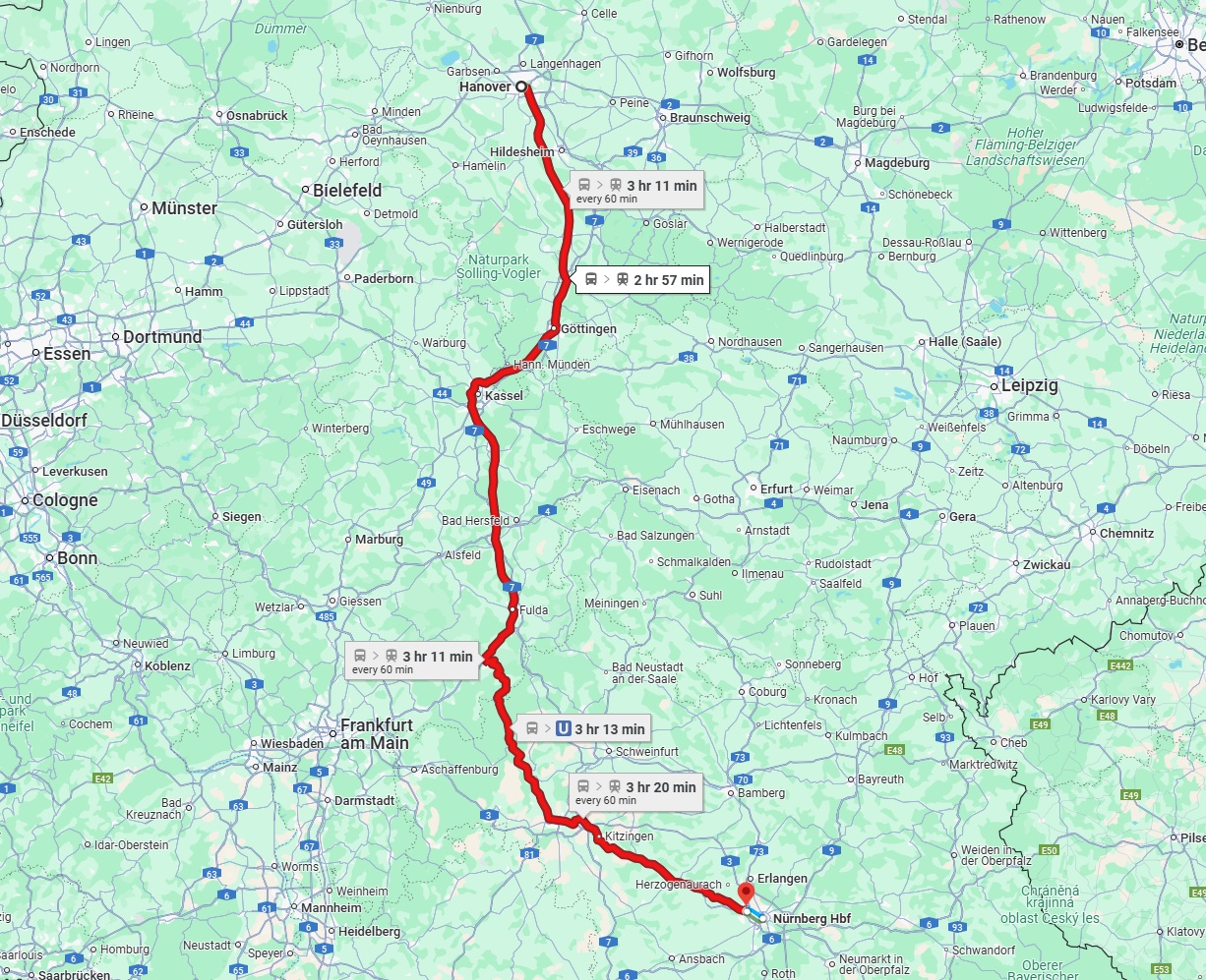 Anreise von Hannover Zu Fürth Über 