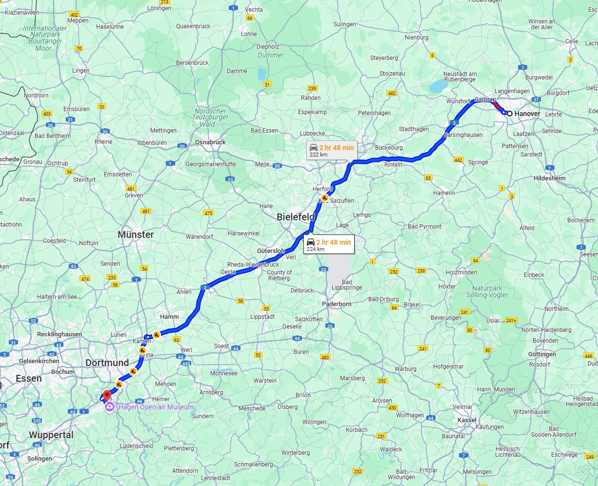 Anreise von Hannover Zu Hagen Über via A2