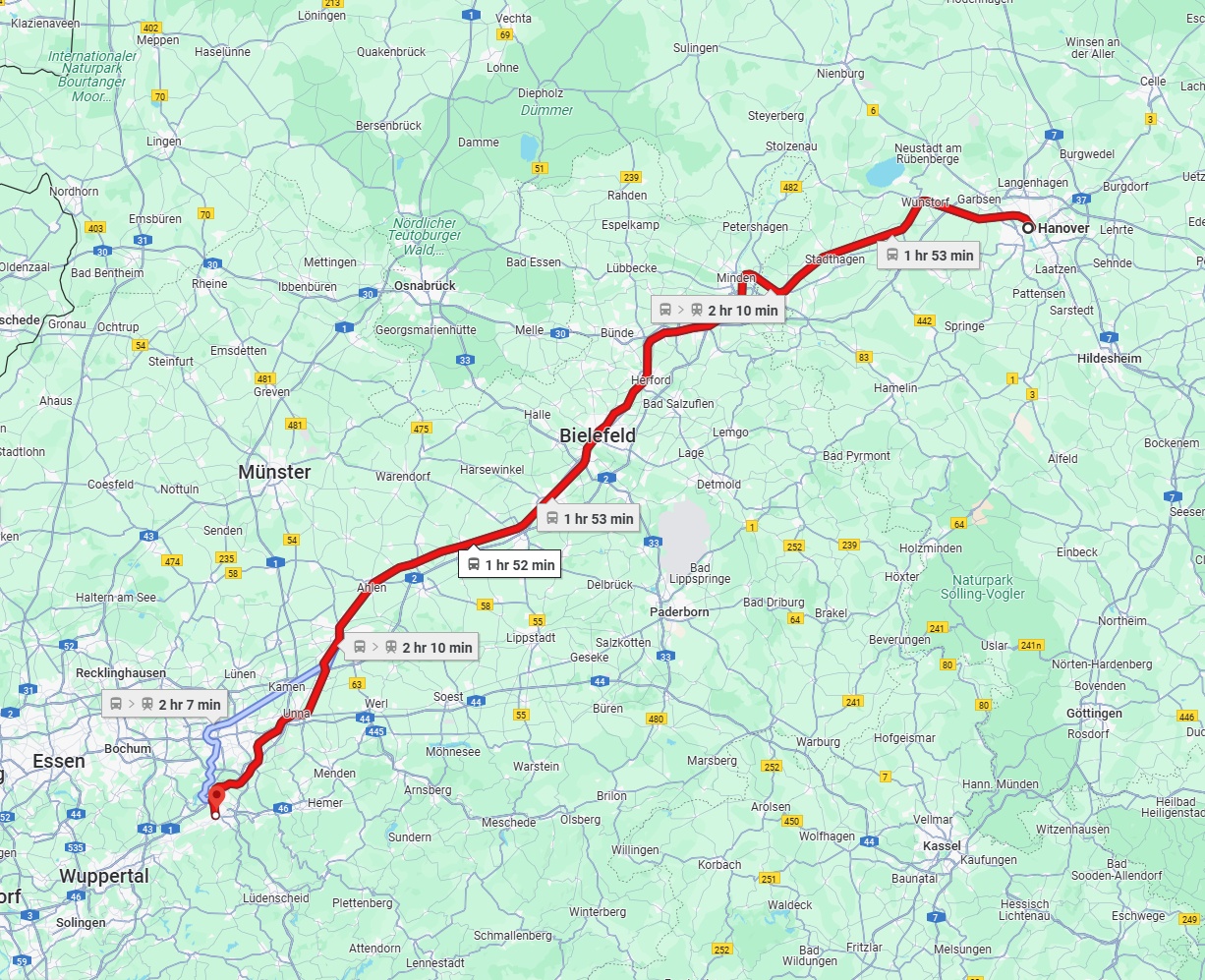 Anreise von Hannover Zu Hagen Über 