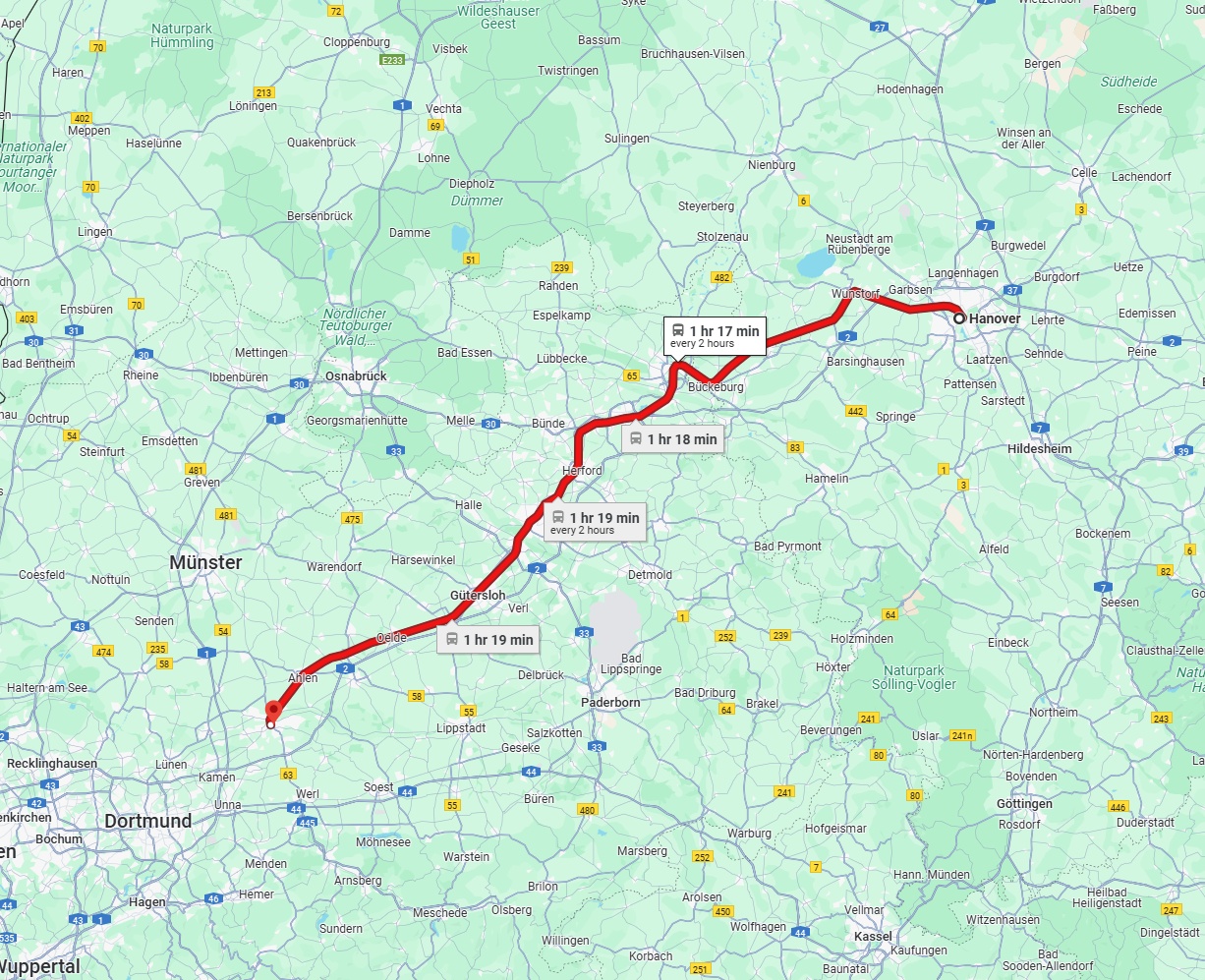 Anreise von Hannover Zu Hamm Über 