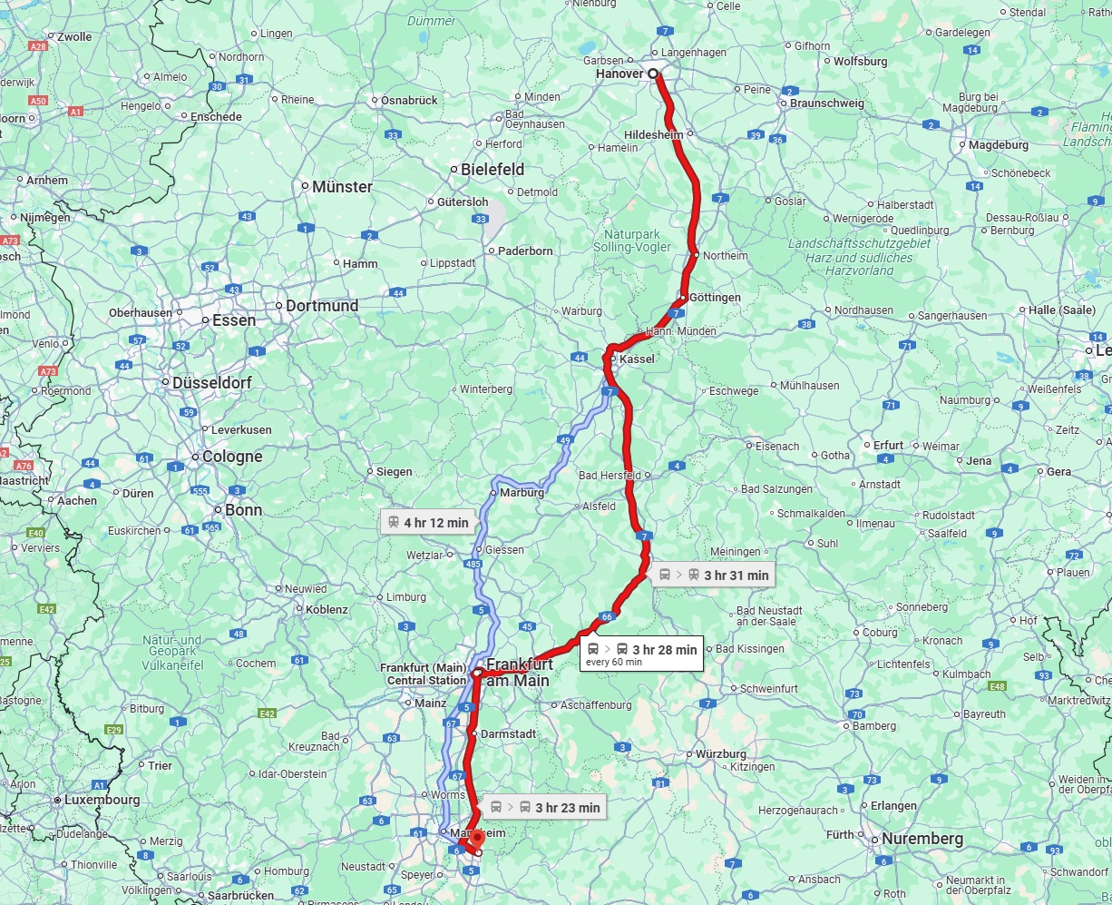 Anreise von Hannover Zu Heidelberg Über 