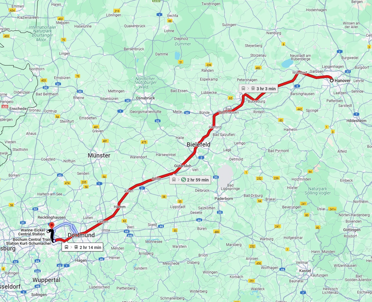 Anreise von Hannover Zu Herne Über 