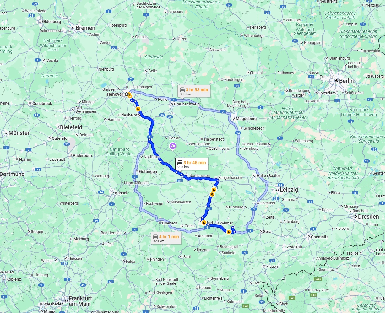 Anreise von Hannover Zu Jena Über via B243