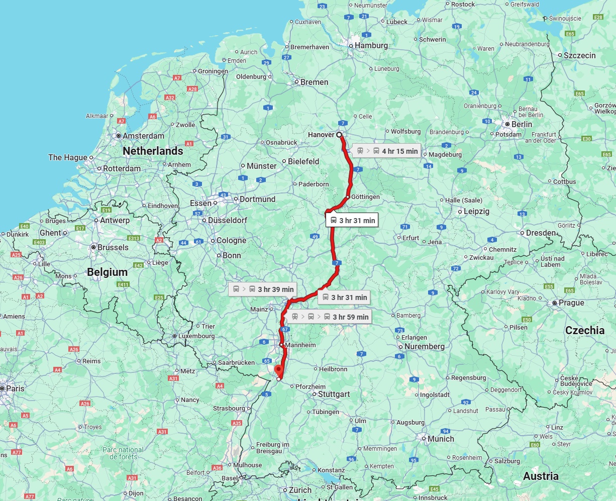 Anreise von Hannover Zu Karlsruhe Über 
