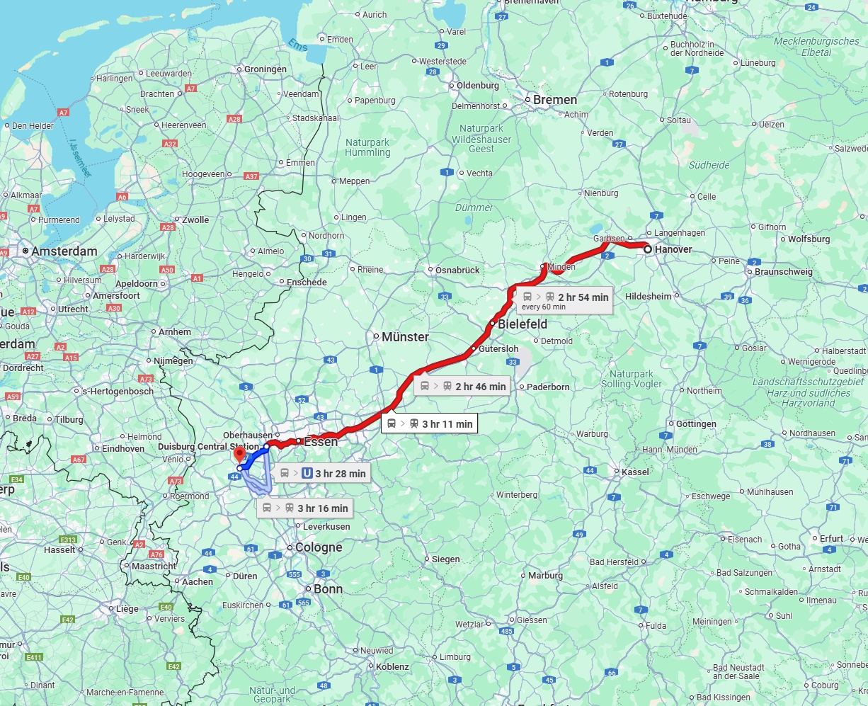 Anreise von Hannover Zu Krefeld Über 