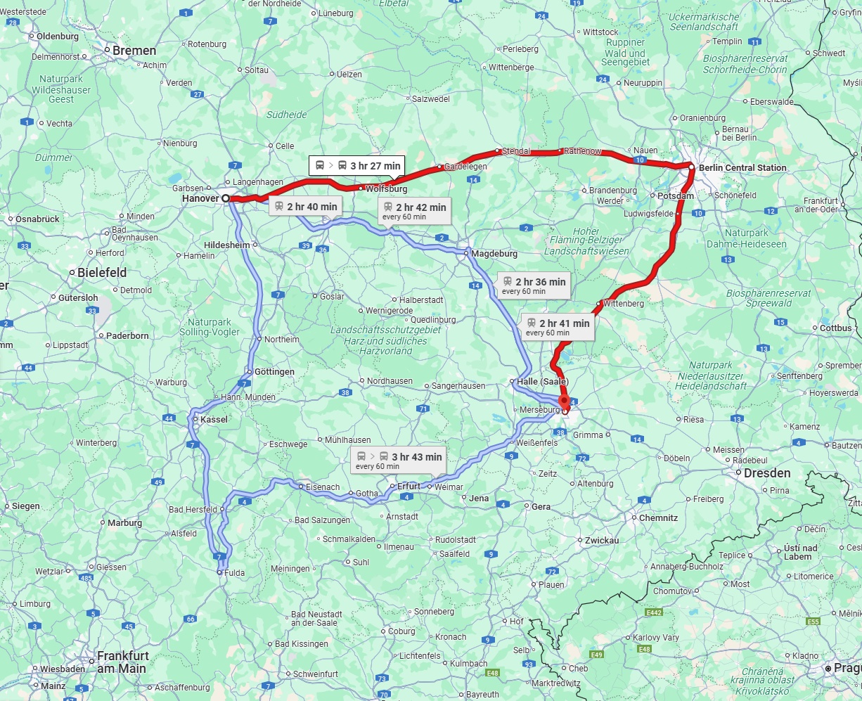 Anreise von Hannover Zu Leipzig Über 
