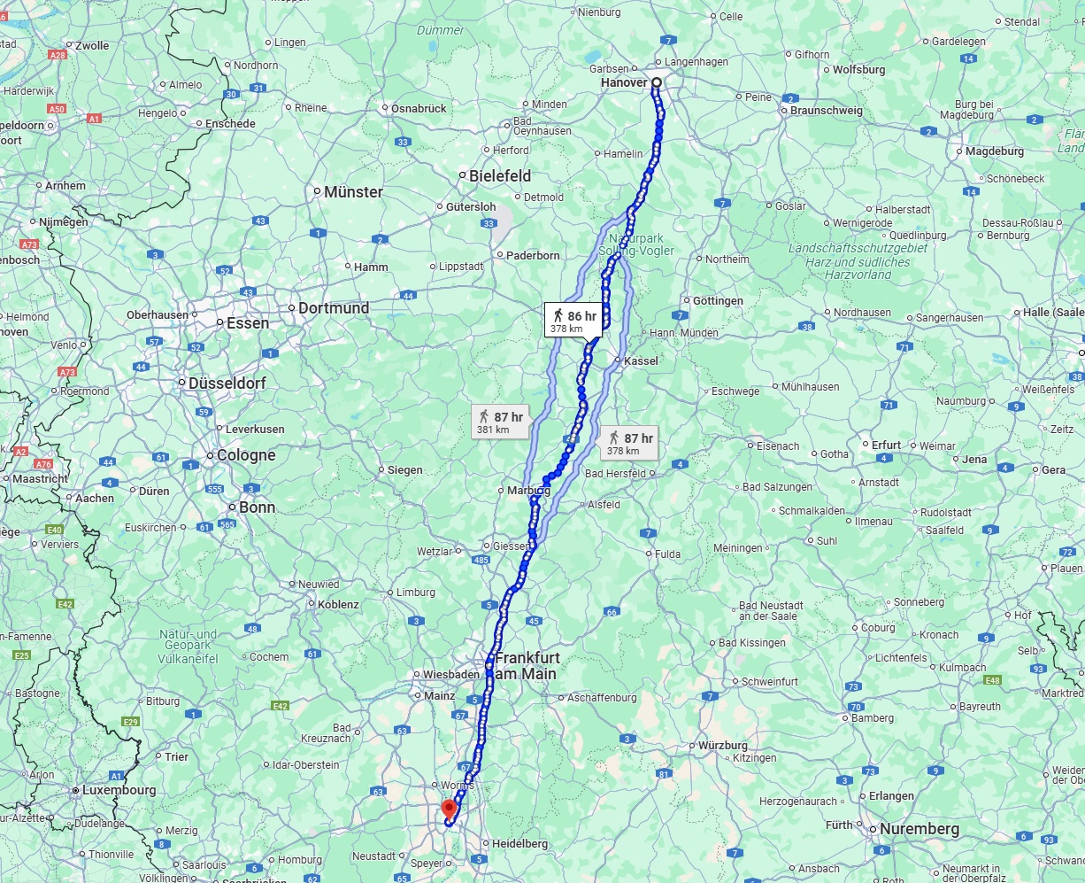Anreise von Hannover Zu Ludwigshafen am Rhein Über 
