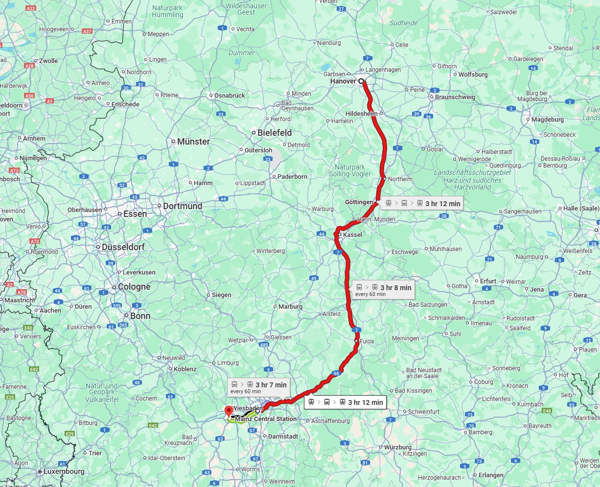 Anreise von Hannover Zu Mainz Über 