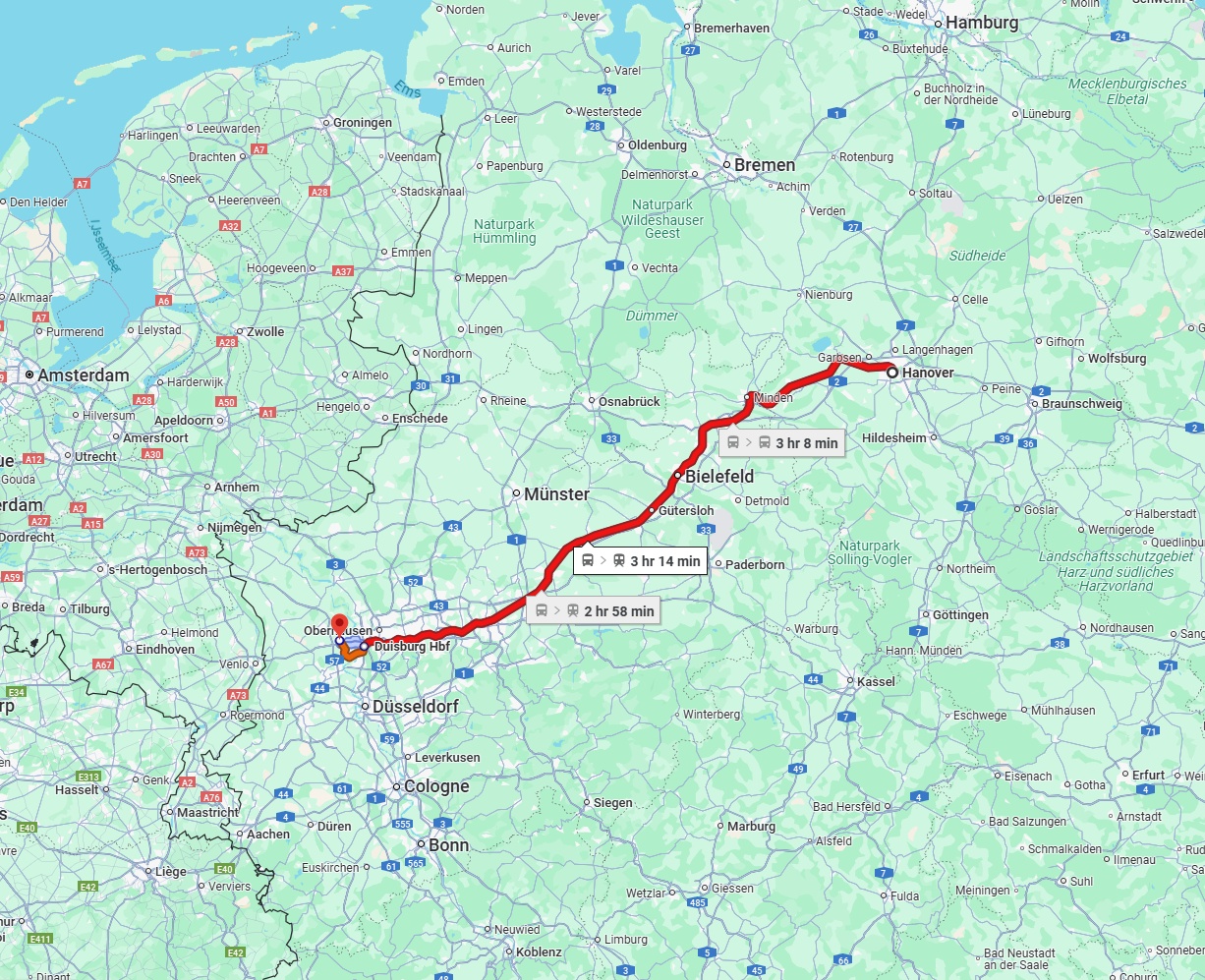 Anreise von Hannover Zu Moers Über 