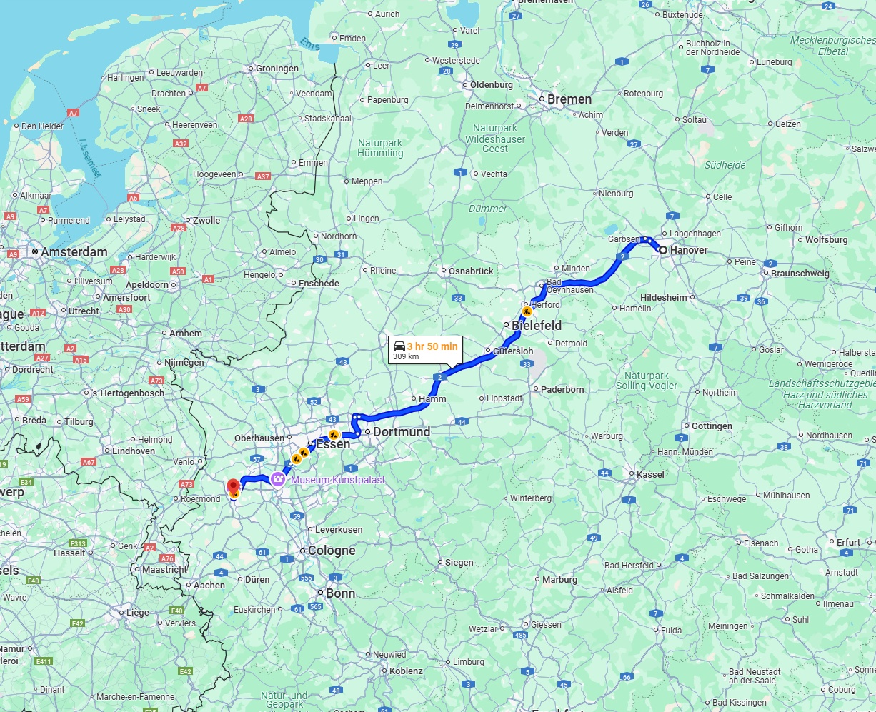 Anreise von Hannover Zu Mönchengladbach Über via A2