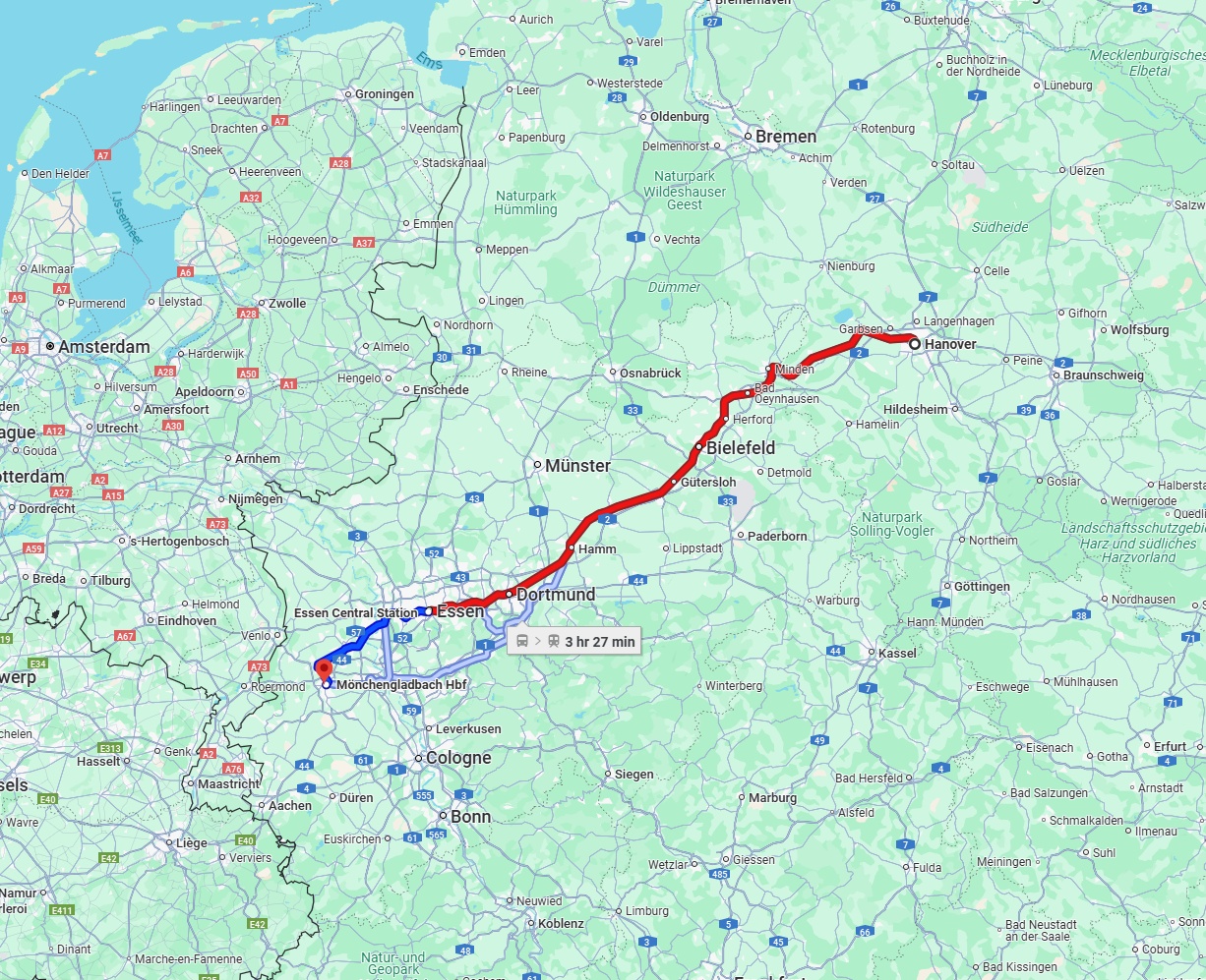 Anreise von Hannover Zu Mönchengladbach Über 