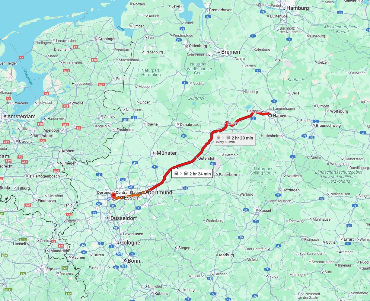 Anreise von Hannover Zu Mülheim an der Ruhr Über 