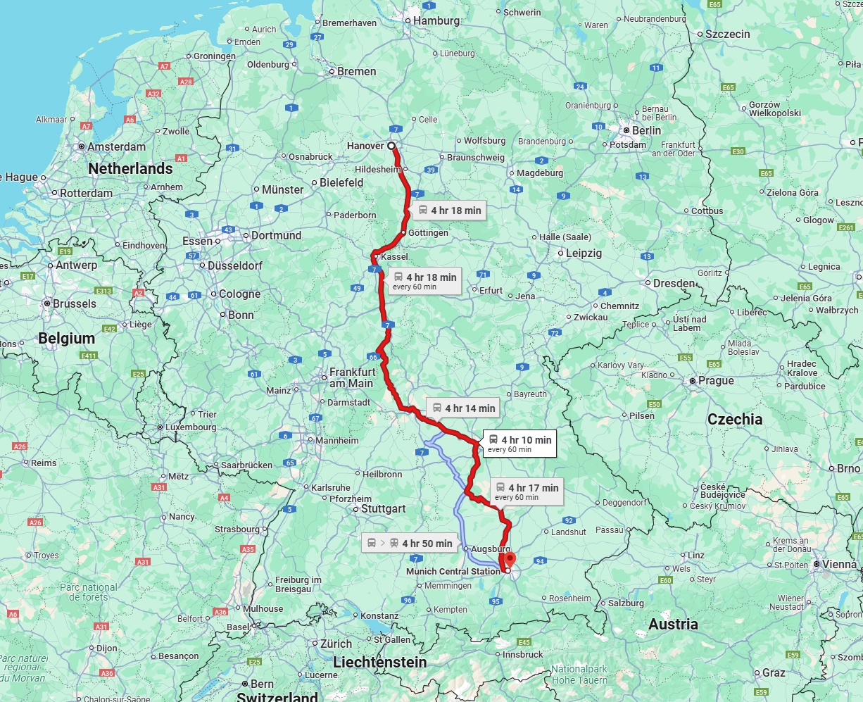 Anreise von Hannover Zu München Über 