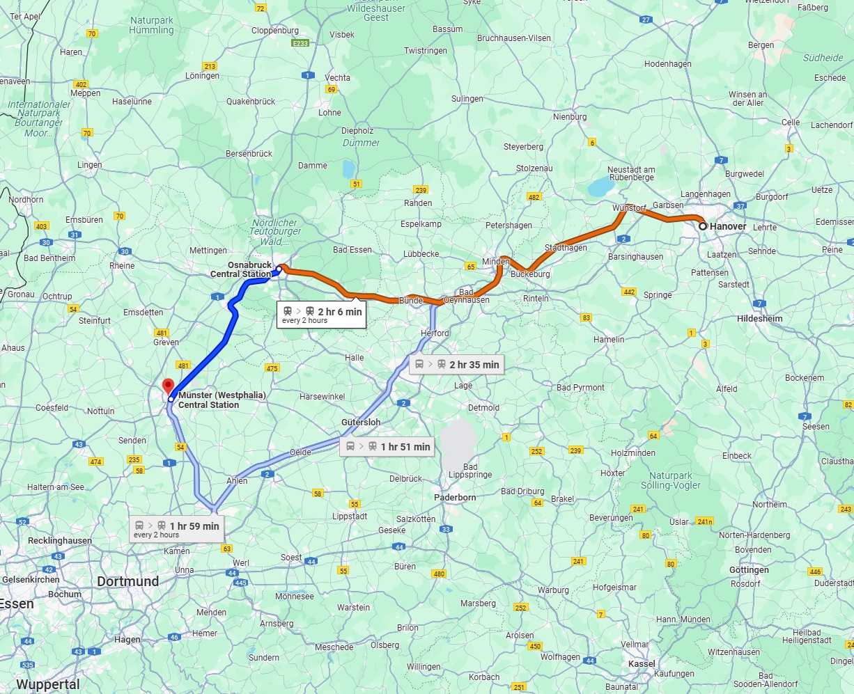 Anreise von Hannover Zu Münster Über 