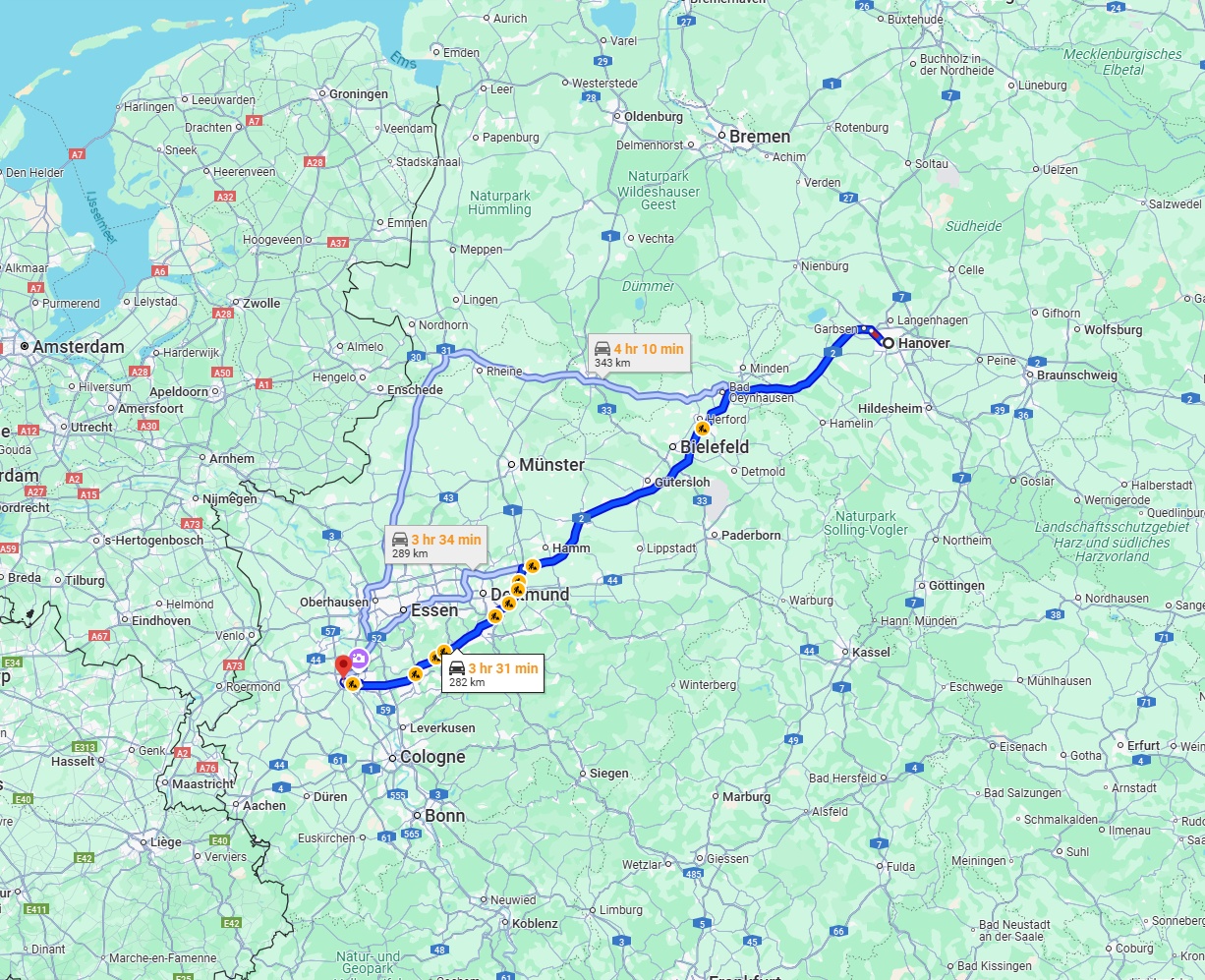 Anreise von Hannover Zu Neuss Über via A2