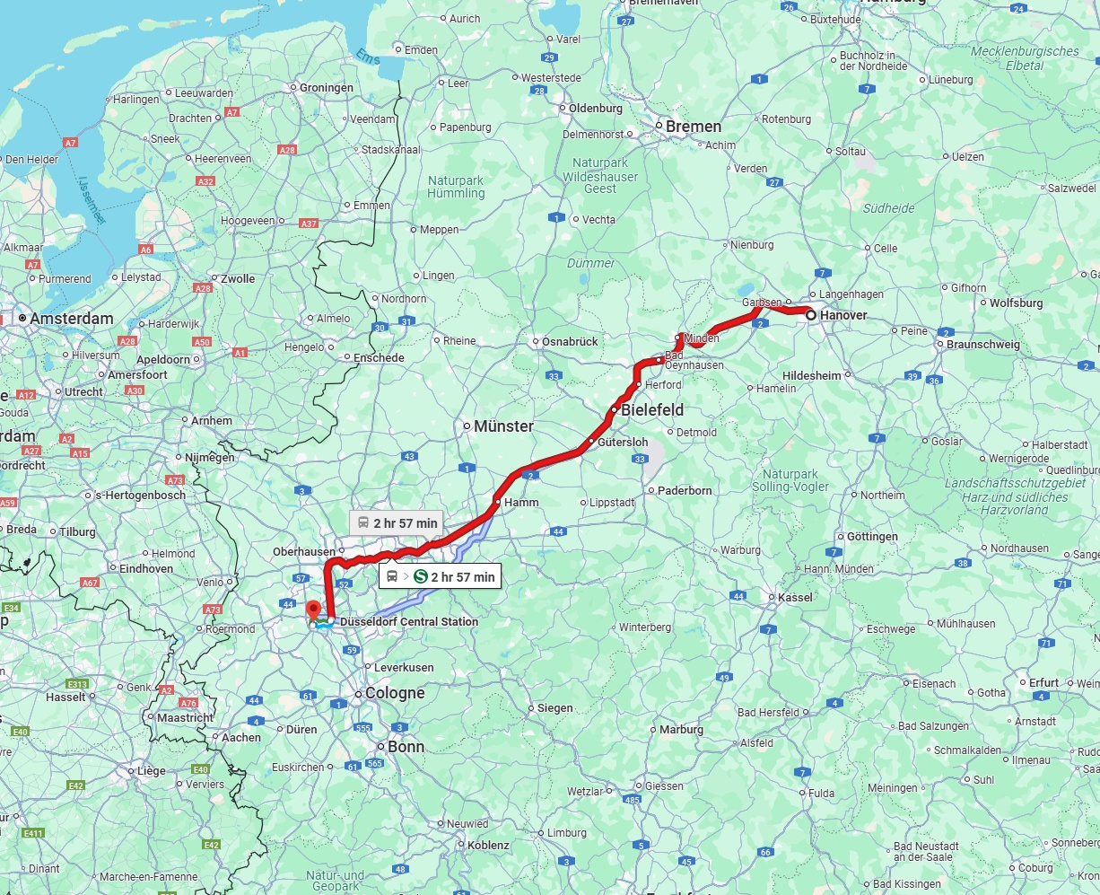 Anreise von Hannover Zu Neuss Über 