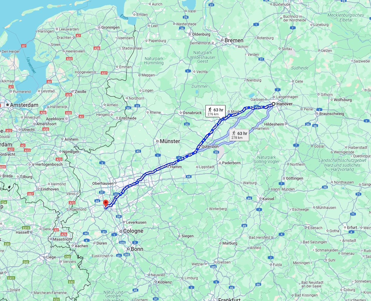 Anreise von Hannover Zu Neuss Über 