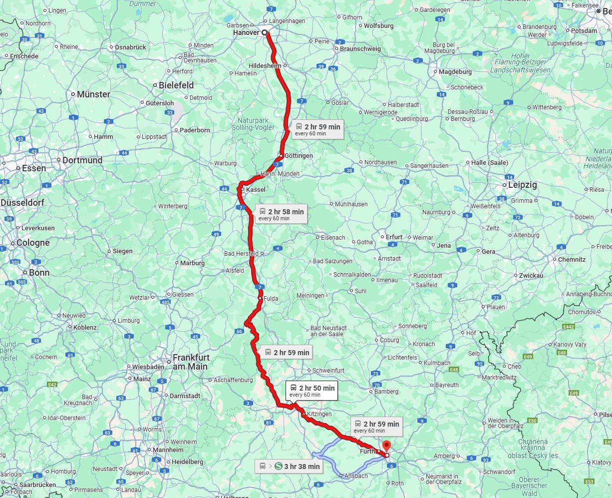 Anreise von Hannover Zu Nürnberg Über 