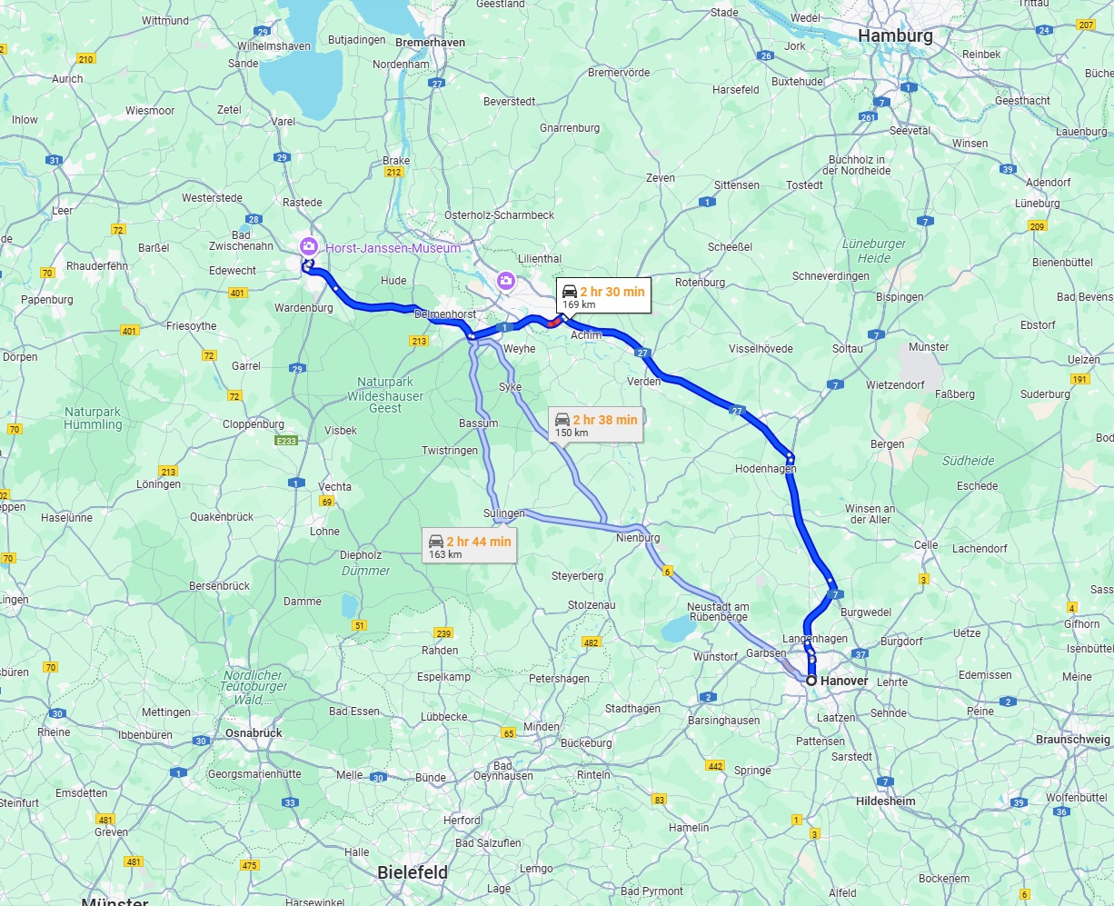 Anreise von Hannover Zu Oldenburg Über via A27