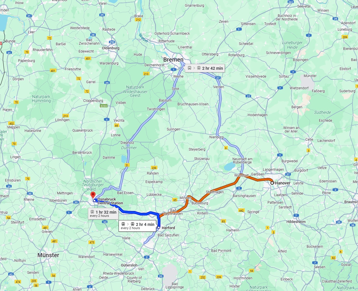 Anreise von Hannover Zu Osnabrück Über 