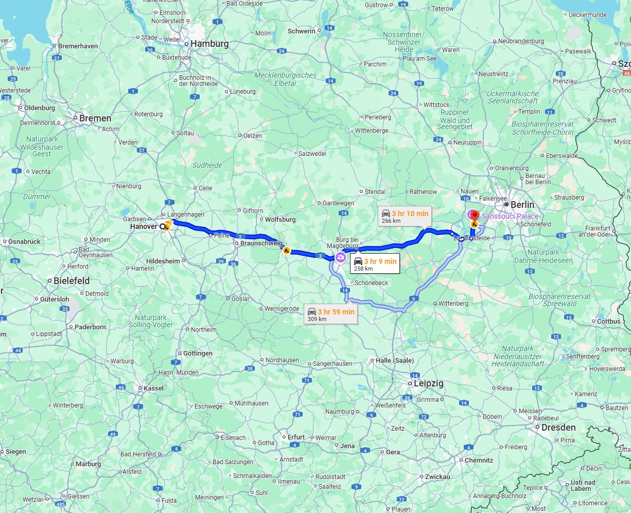Anreise von Hannover Zu Potsdam Über via A2