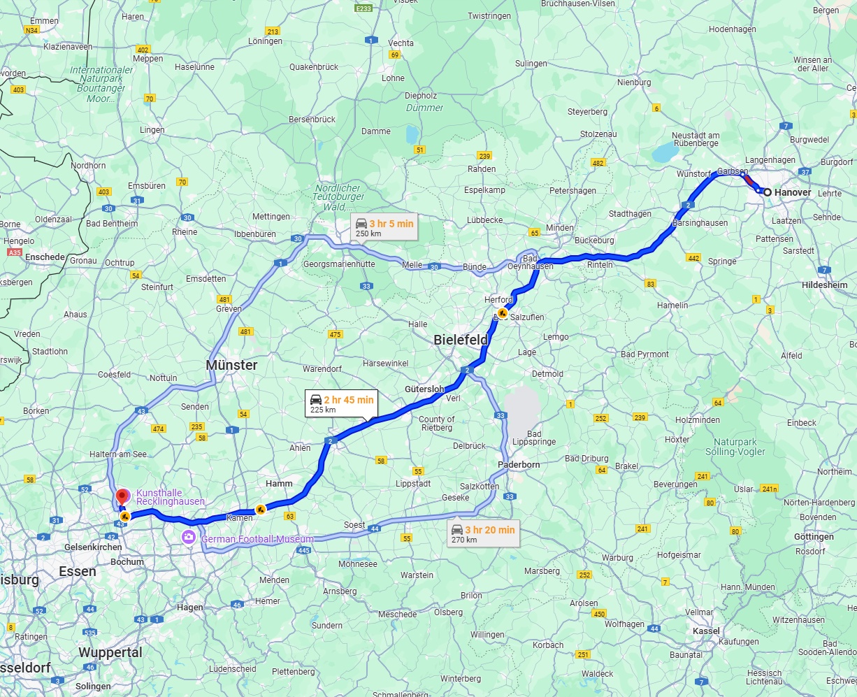Anreise von Hannover Zu Recklinghausen Über via A2