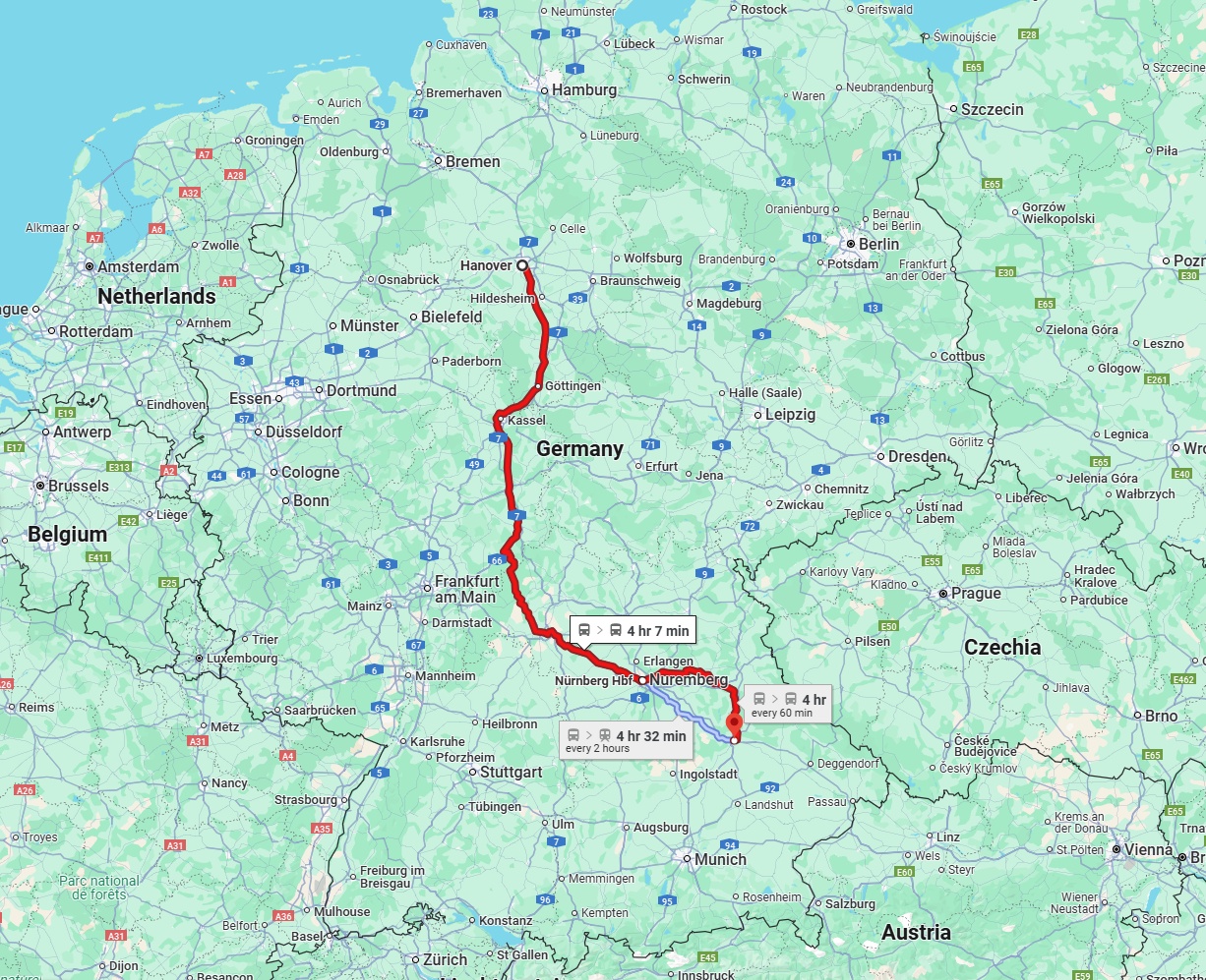 Anreise von Hannover Zu Regensburg Über 