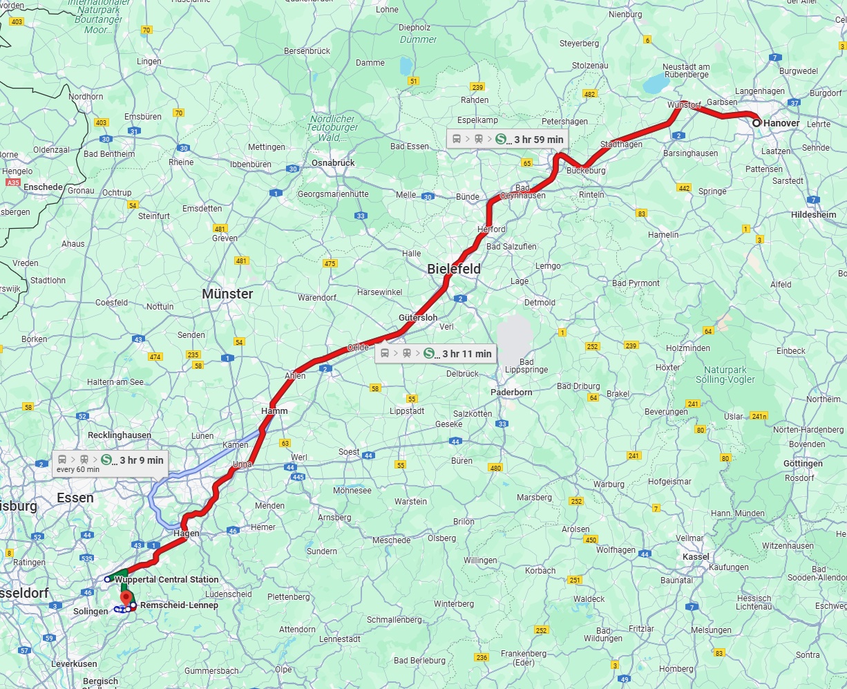 Anreise von Hannover Zu Remscheid Über 
