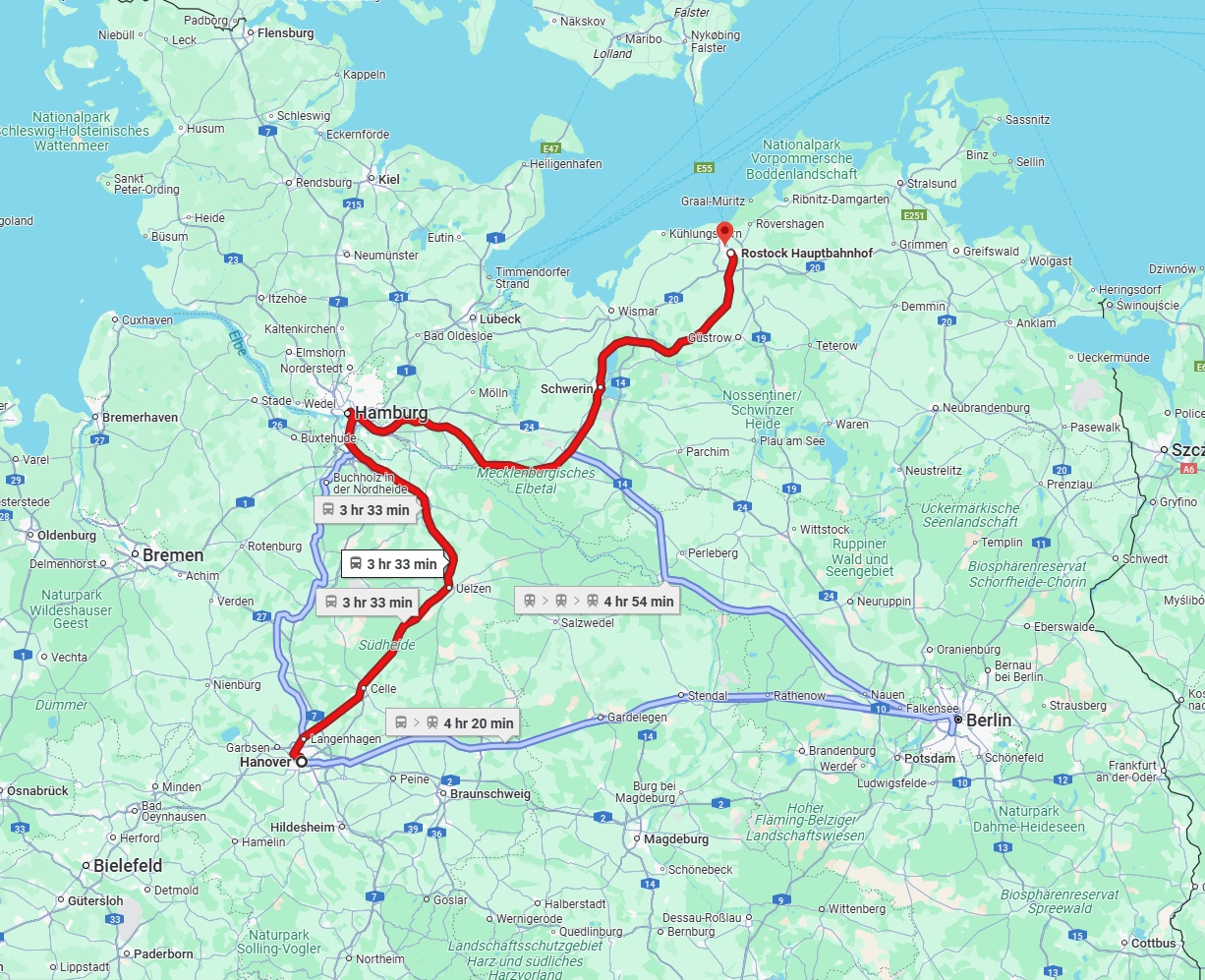 Anreise von Hannover Zu Rostock Über 