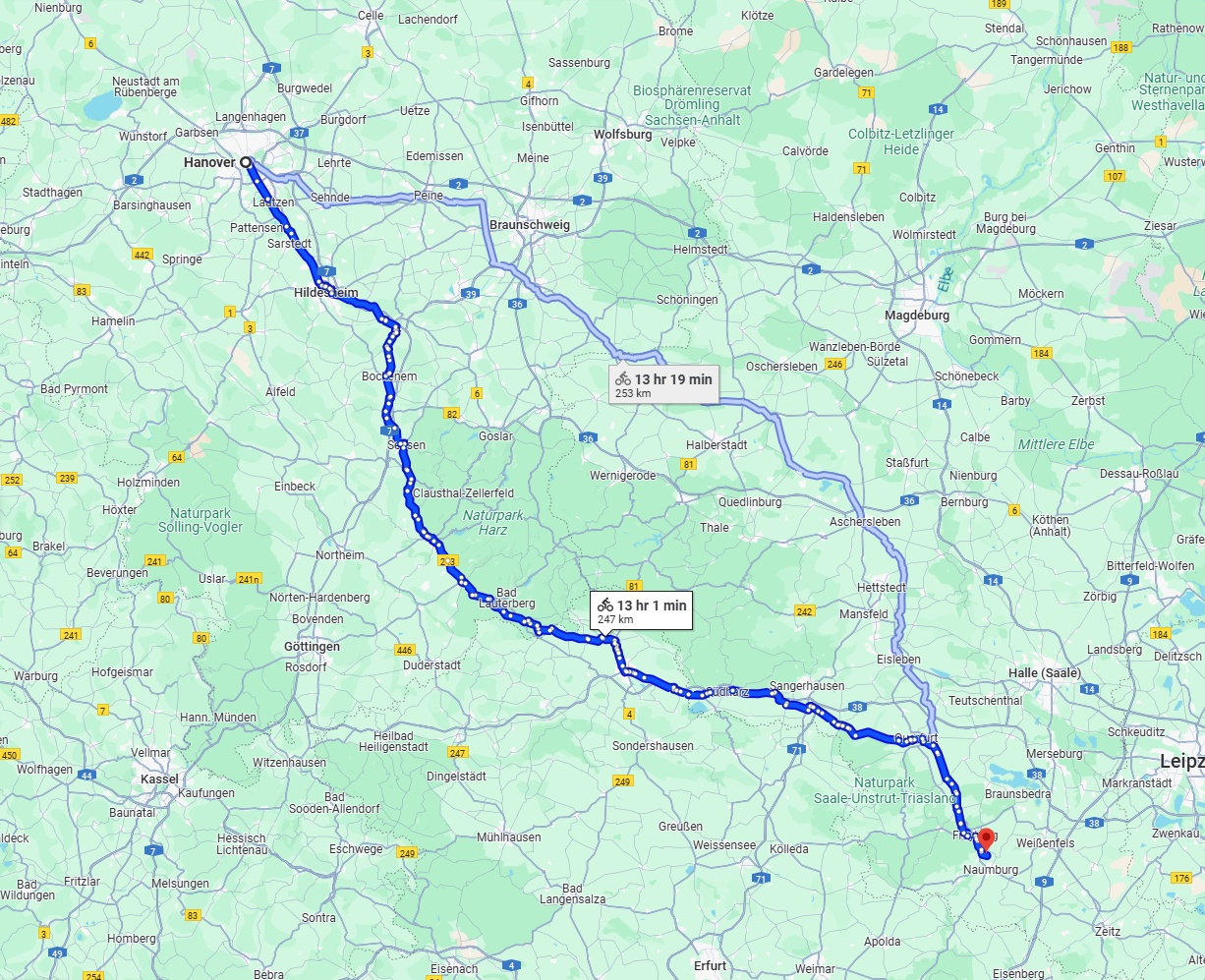 Anreise von Hannover Zu Saale Über 