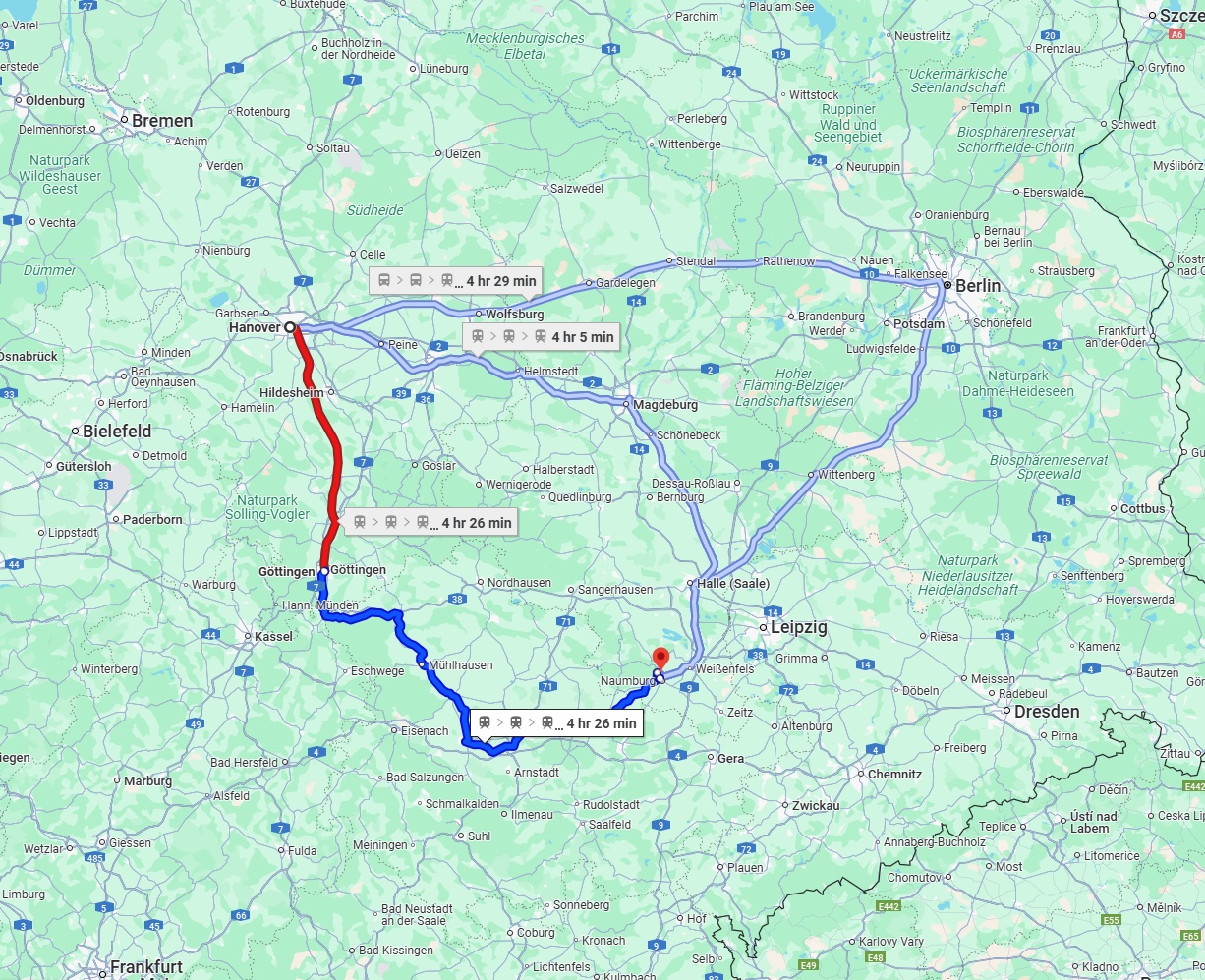 Anreise von Hannover Zu Saale Über 