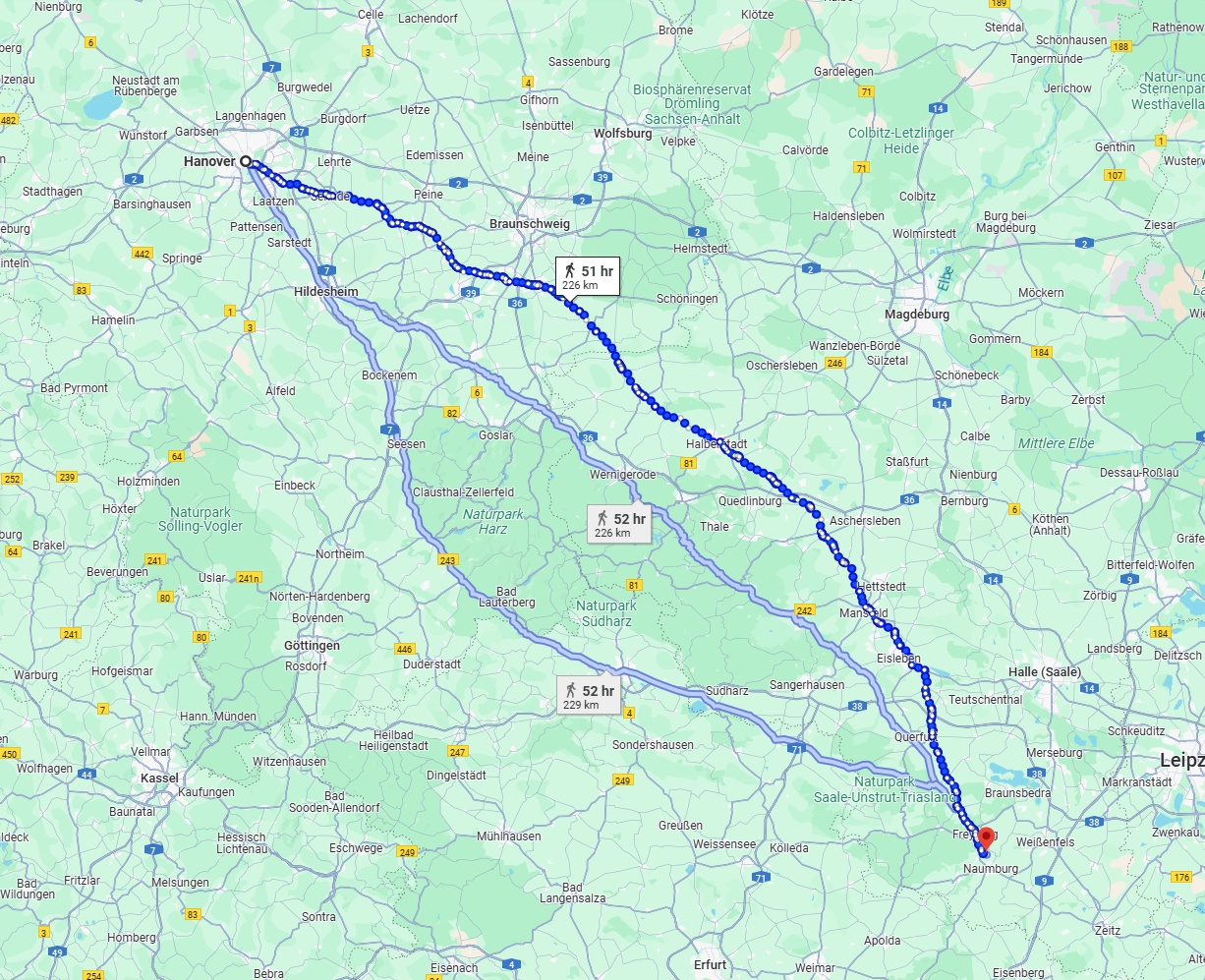 Anreise von Hannover Zu Saale Über 