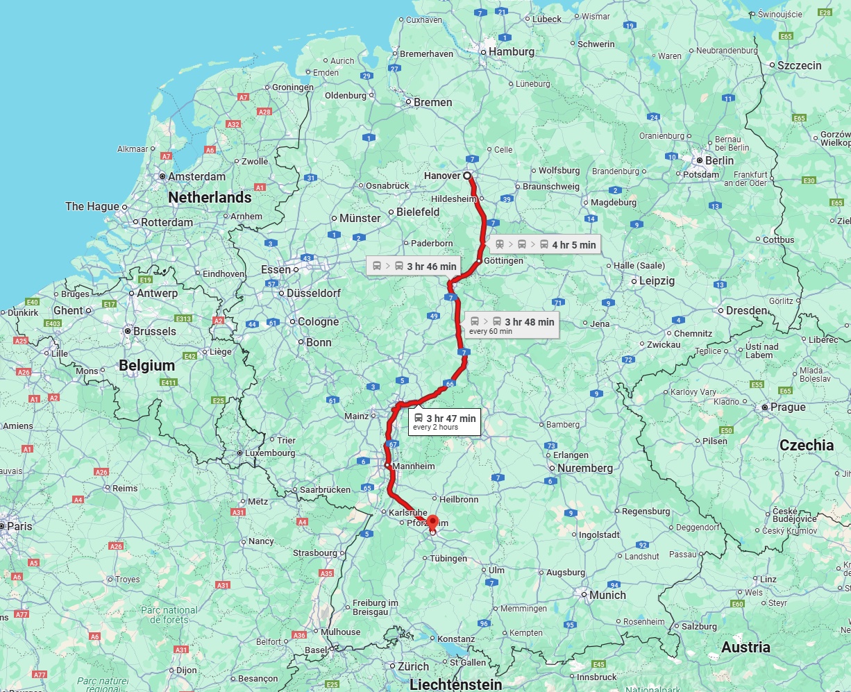 Anreise von Hannover Zu Stuttgart Über 