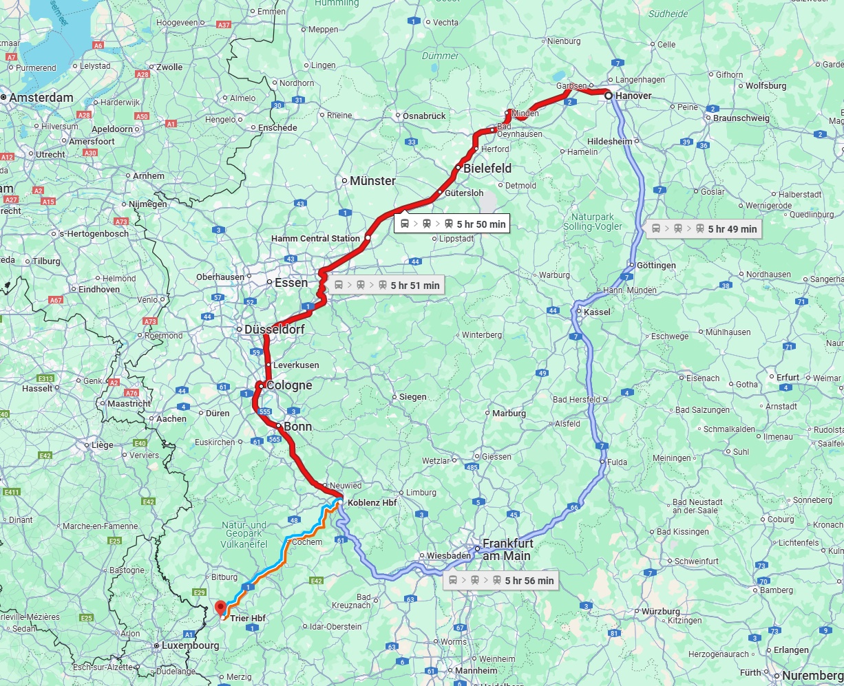 Anreise von Hannover Zu Trier Über 