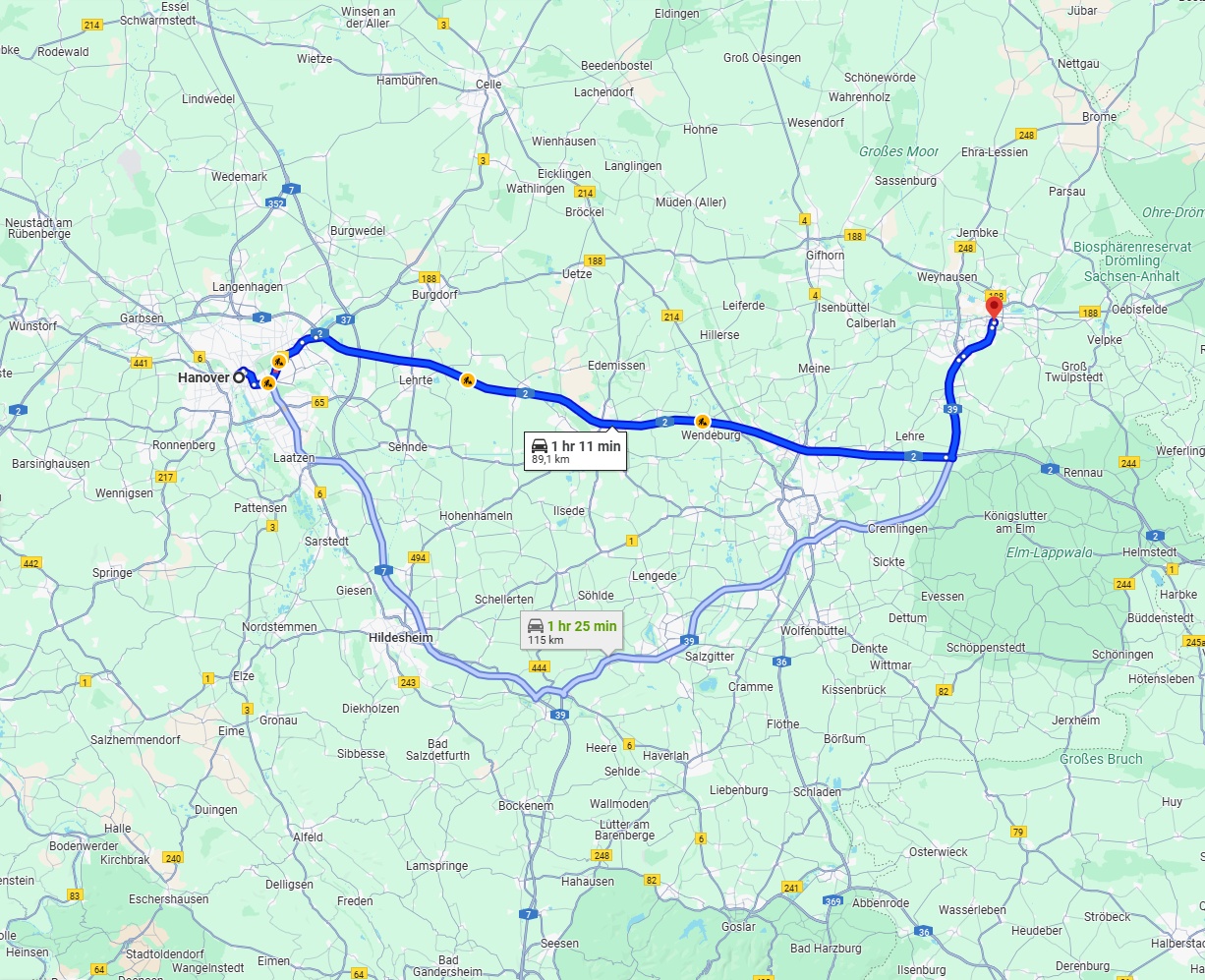 Anreise von Hannover Zu Wolfsburg Über via A2