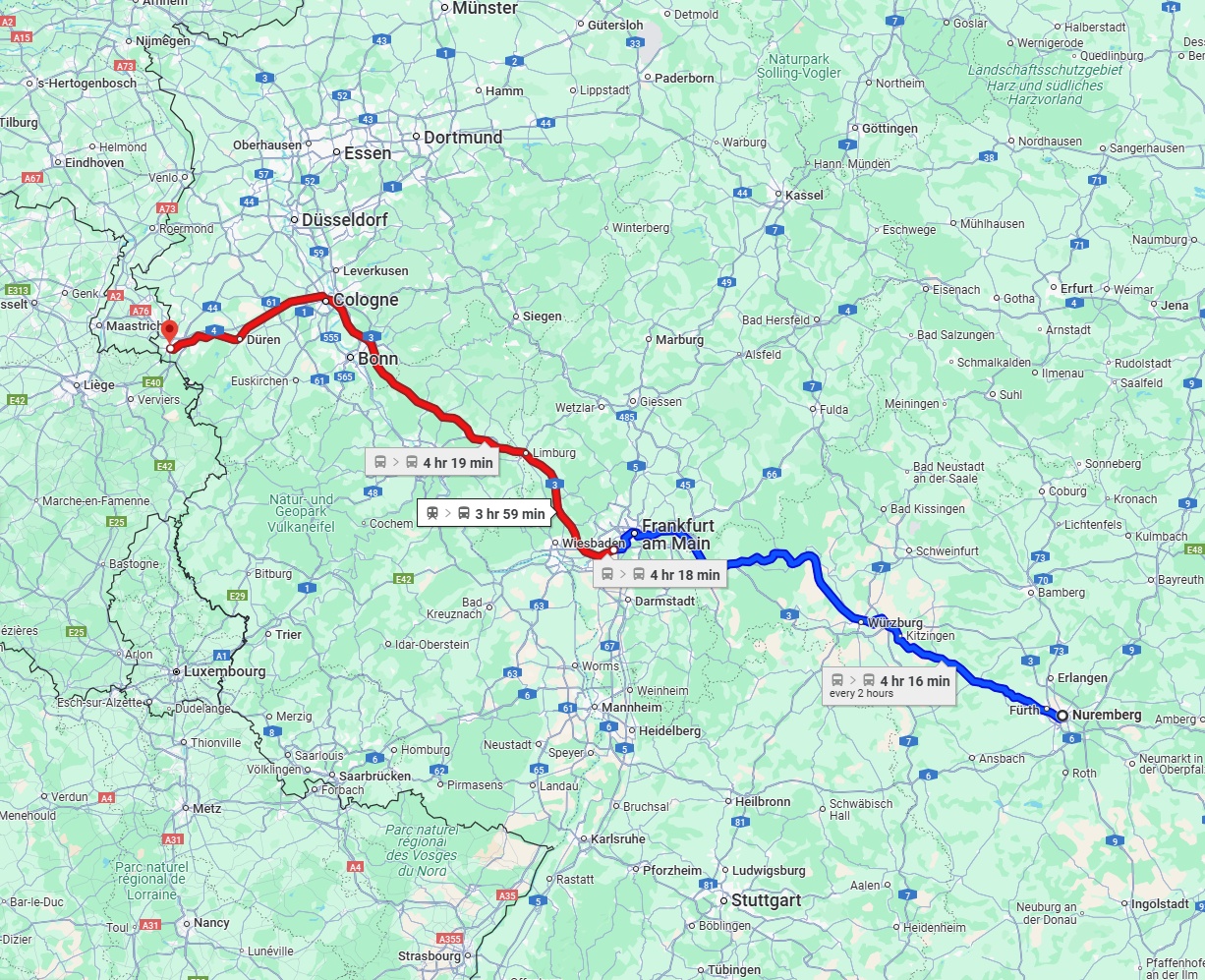Anreise von Nürnberg Zu Aachen Über 