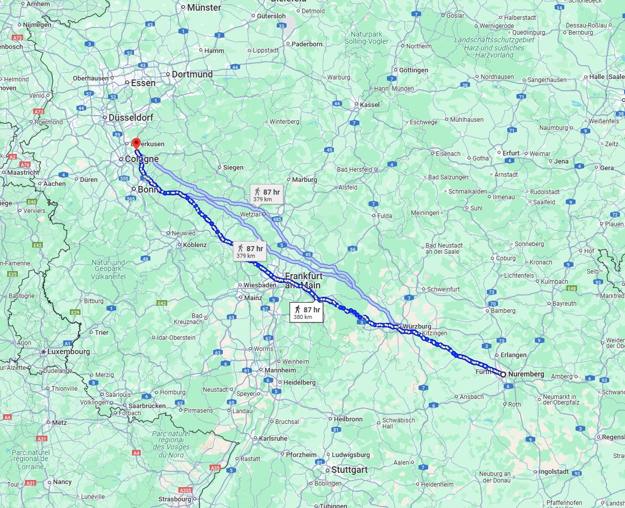 Anreise von Nürnberg Zu Bergisch Gladbach Über 