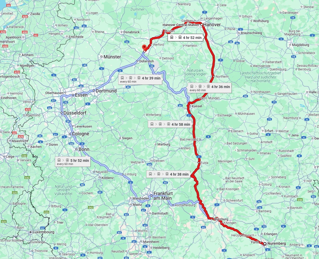 Anreise von Nürnberg Zu Bielefeld Über 