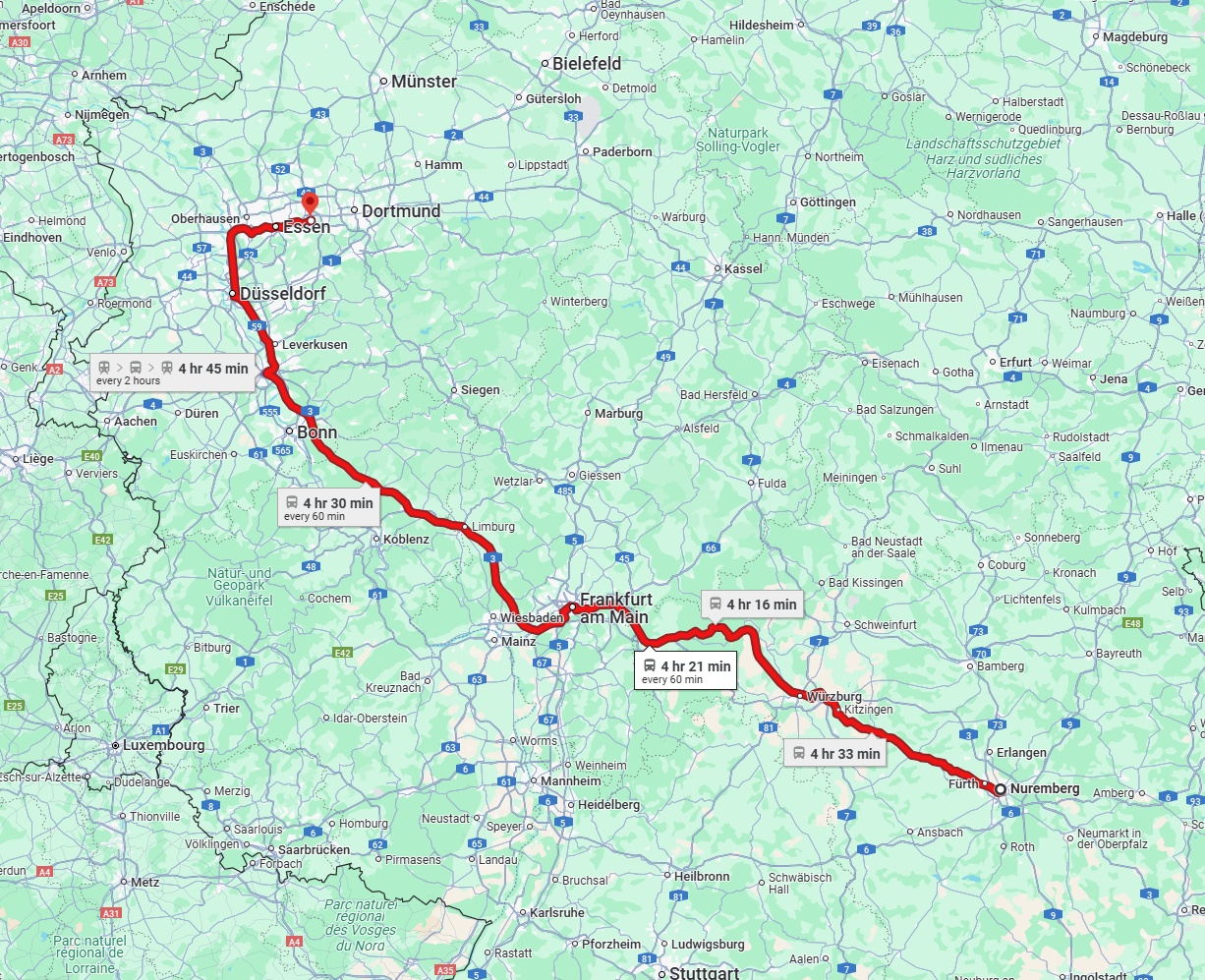 Anreise von Nürnberg Zu Bochum Über 