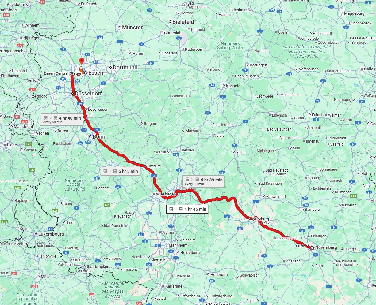 Anreise von Nürnberg Zu Bottrop Über 