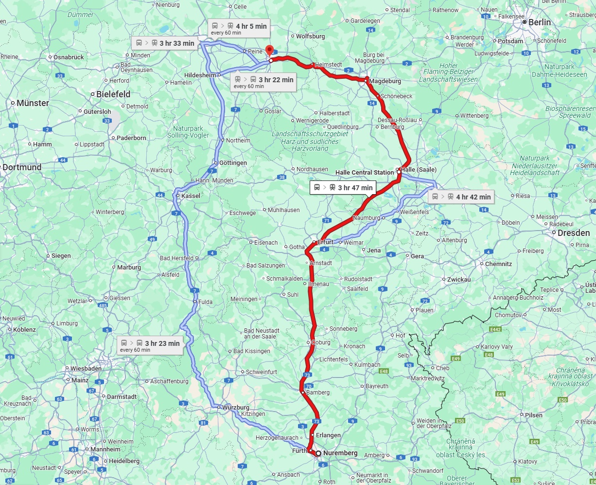 Anreise von Nürnberg Zu Braunschweig Über 