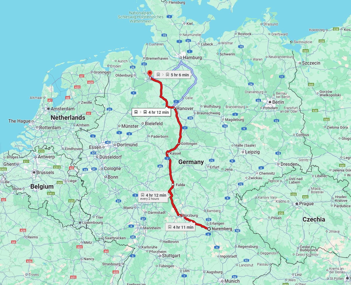 Anreise von Nürnberg Zu Bremen Über 