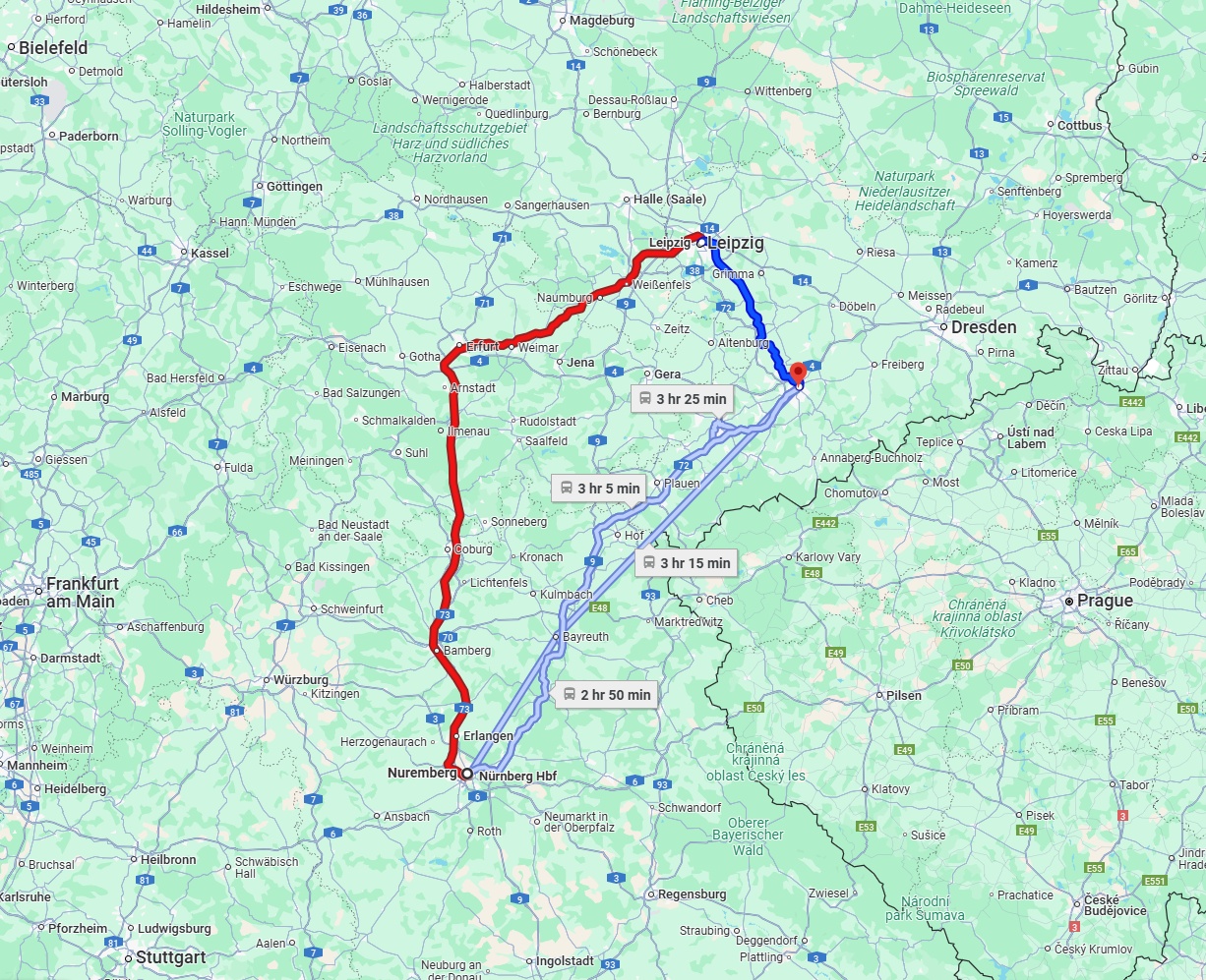 Anreise von Nürnberg Zu Chemnitz Über 