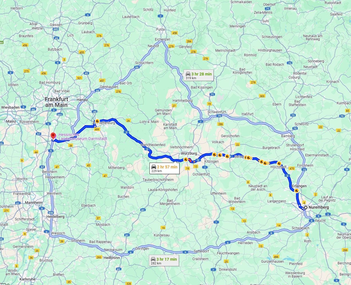 Anreise von Nürnberg Zu Darmstadt Über via A3